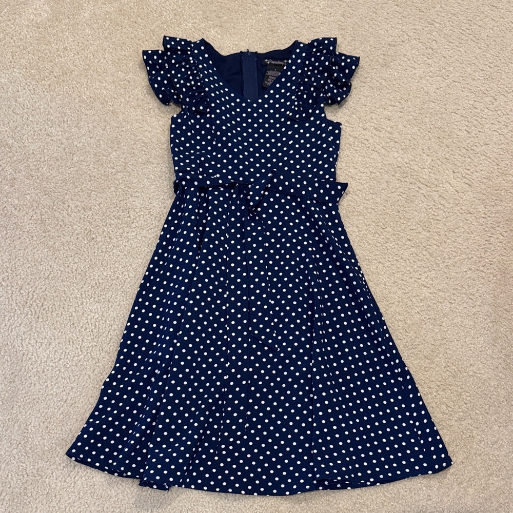 Navy polka-dot dress